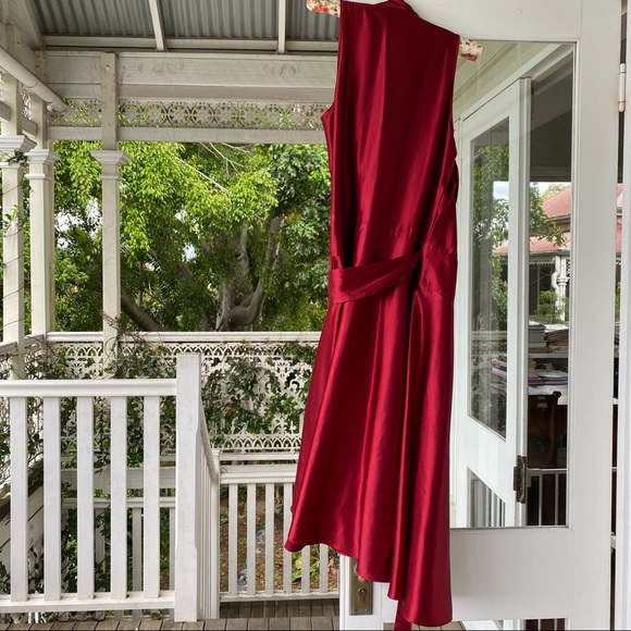 Burgundy satin wrap dress by Events - Picture 3 of 4